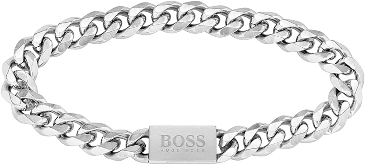 BOSS Jewelry Bracelet Men's Collection CHAIN LINK - 1580144S, S, Stainless Steel, Stoneless