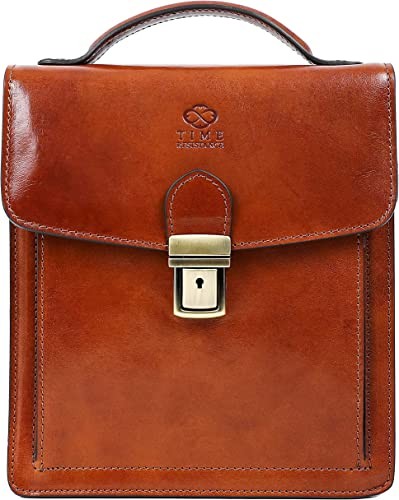 Men's Leather Small Briefcase Crossbody Bag - Time Resistant